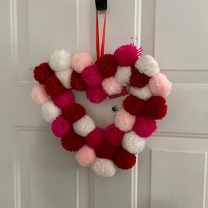 Heart Pom Pom wreath new with tags